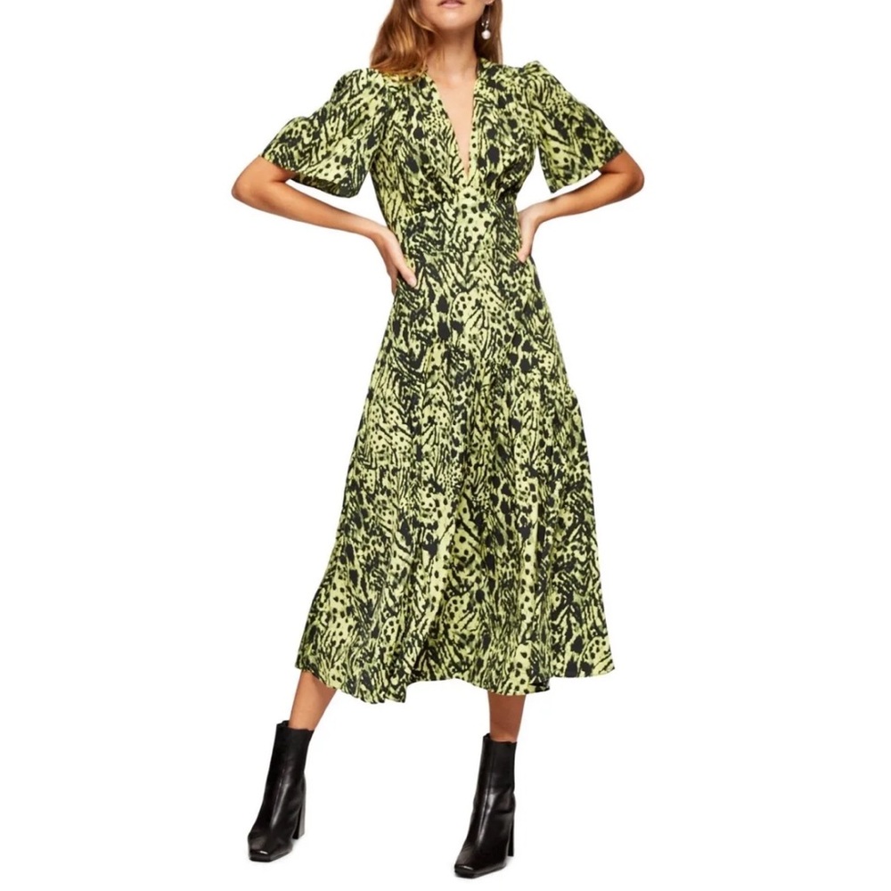 Topshop long neon green and black funky fun dress.